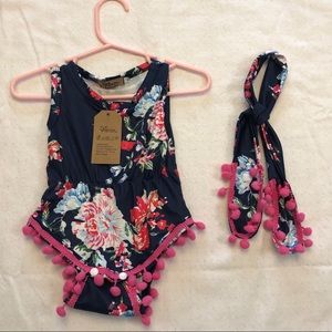 NWT Atapa Catapa Baby Girls Romper & Headband